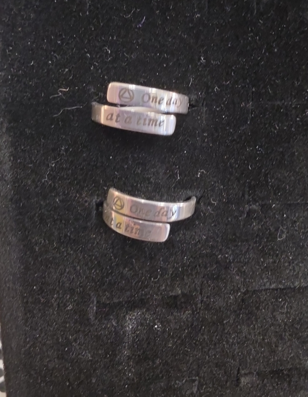 Silver AA Recovery Inspirational Wrap Ring - One Day at a Time